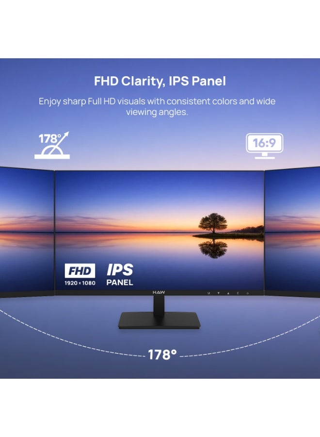 هاو شاشة ألعاب HAW F27IPX مقاس 27 بوصة FHD 1920×1080 بتقنية IPS، معدل تحديث 120 هرتز، زمن استجابة 0.5 مللي ثانية MPRT، تدعم HDMI 2.1، متوافقة مع FreeSync وG-Sync، مكبرات صوت مدمجة، شاشة مسطحة، مناسبة للكمبيوتر وأجهزة الألعاب – أسود - Image 4